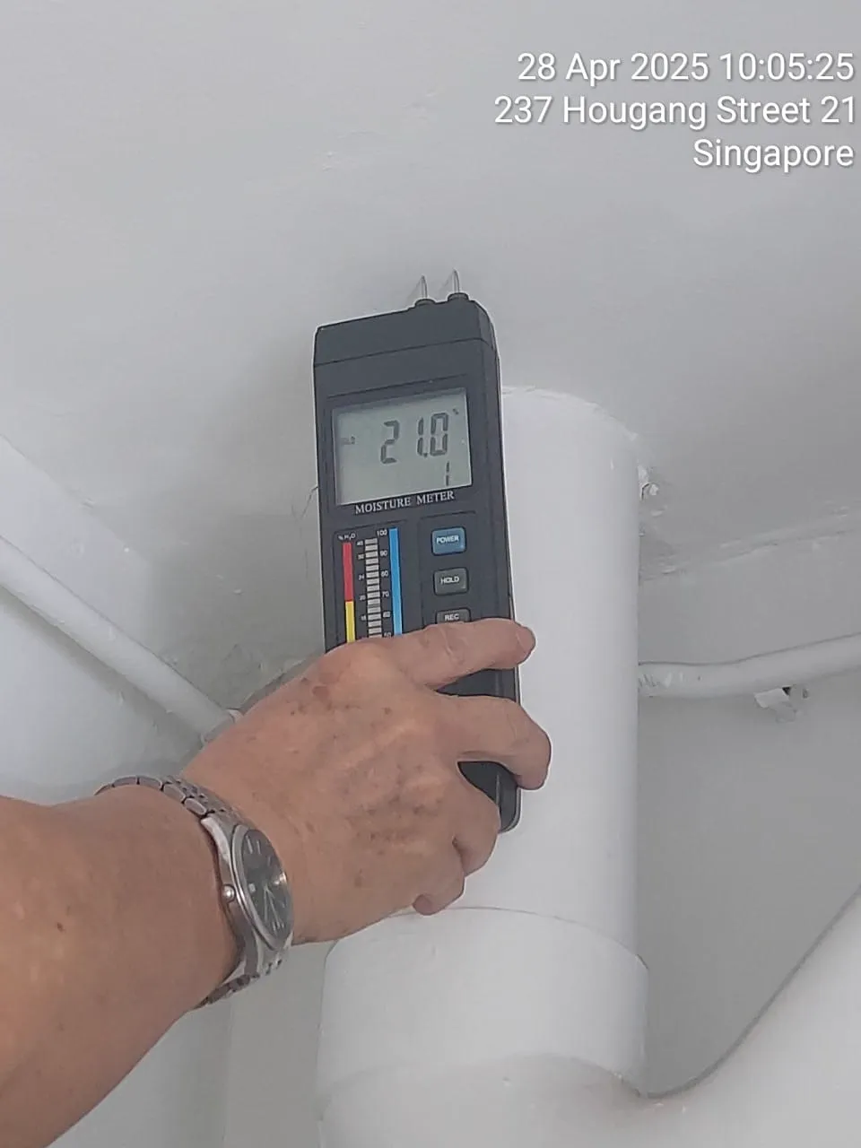 Toilet Waterproofing Singapore - Checking Ceiling - Hougang Street